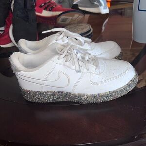 Nike Kids White Sneakers with Glitter Sole